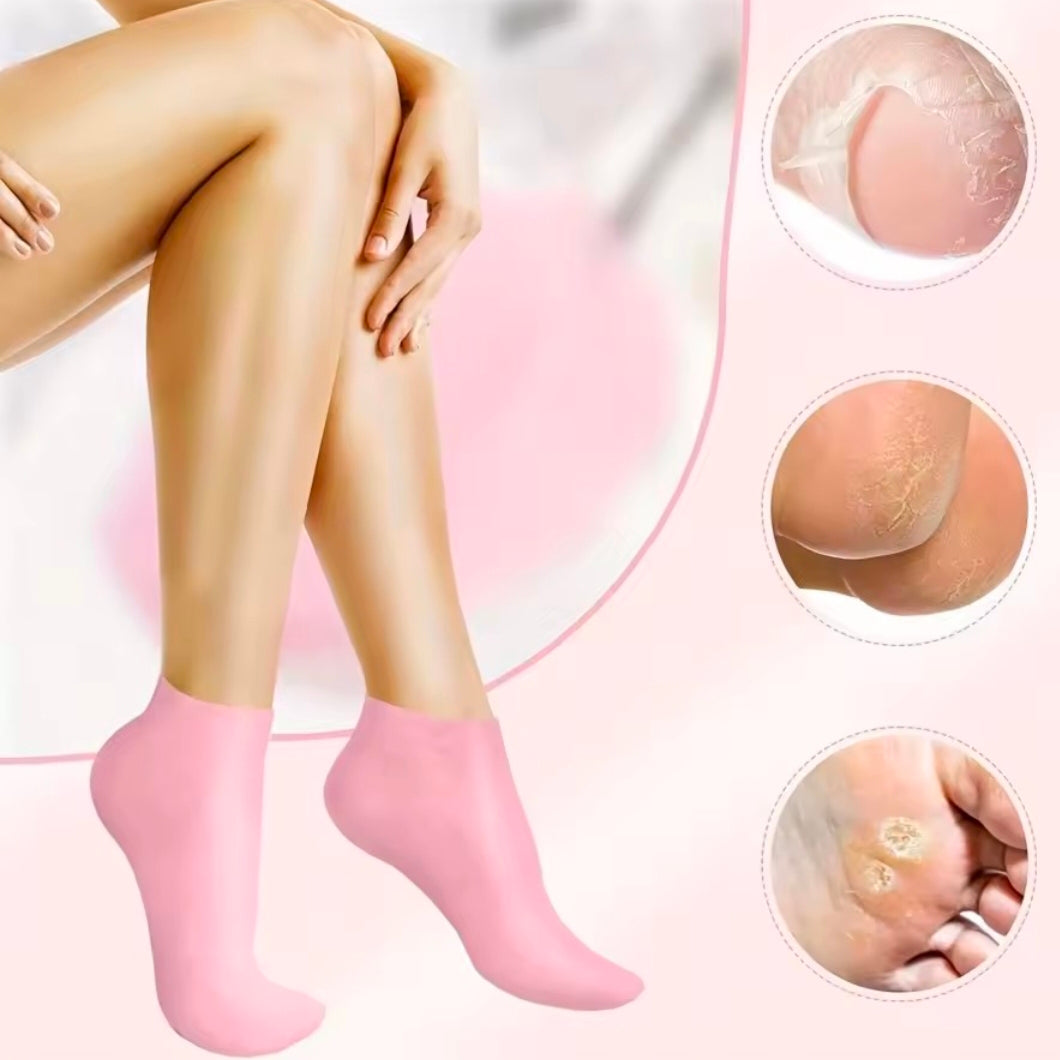 1 Pair Silicone Gel Moisturizing Foot Socks for Dry, Cracked Feet - Soothing Massage Pedicure Care Tool
