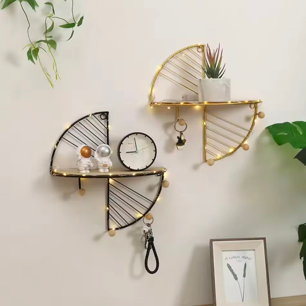 Modern Minimalist Creative Semi-Circular Rectangular Wall Shelf Living Room Office Color Wrought Iron Storage