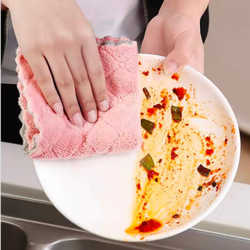 10pcs Microfiber Towel Absorbent Kitchen Cleaning Cloth Non-stick Oil Dish Towel Rags Napkins Tableware Household Cleaning