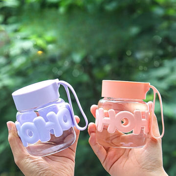 Cute Glass Bottle With Silicone Grip