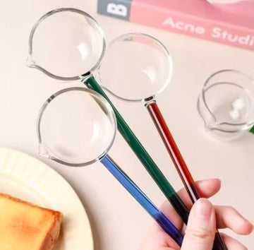 Borosilicate Glass Spoon With Long Handle Transparent Heat Resistance Sauce Soup Spoon With Spout Dessert Spoon Kitchen Bar party