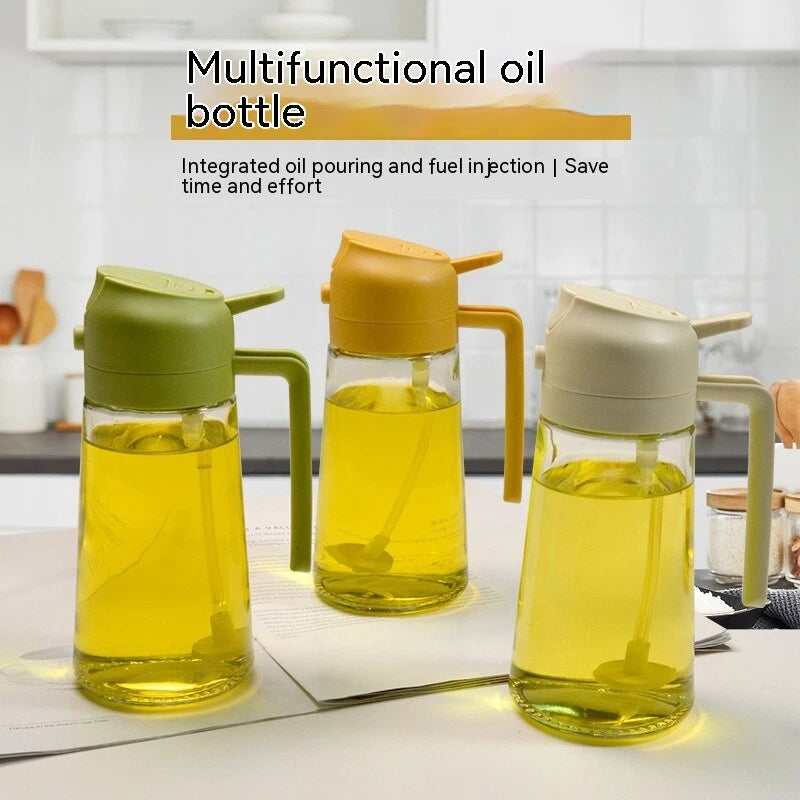 Versatile Kitchen Oil Bottle Dispenser - Spraying and Pouring